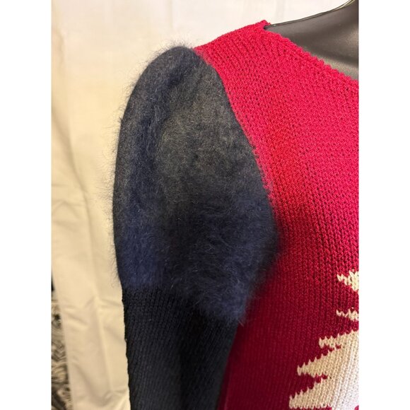 Vintage Puffy Sleeve Fuzzy Sweater Womens Medium M Young Traditions 80s Knit - Picture 4 of 6